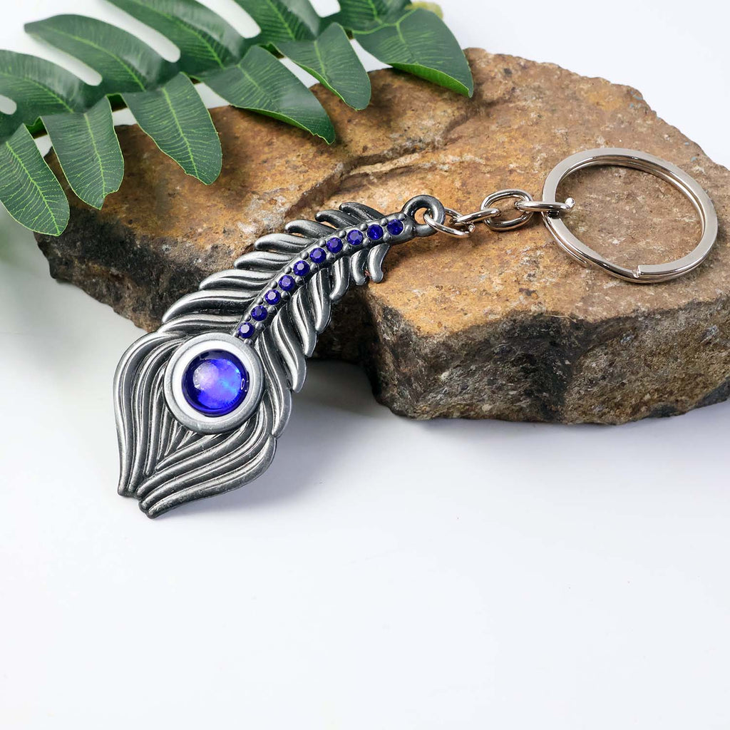 Elegant Metal Peacock Feather Keychain (1 Pc)