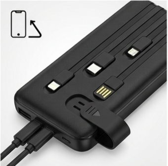 10000mah 12w Fast Charging Power Bank With Built 4 In 1 Usb With Mobile Holder (1 Pc)